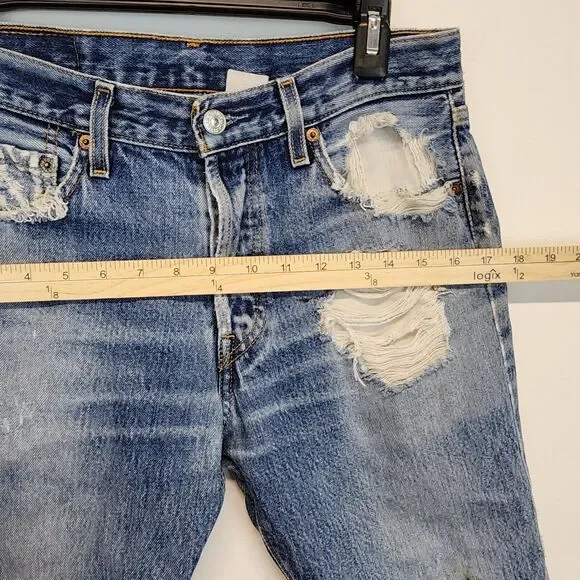 Vintage Levis 501-0115 Denim Jeans 30x24 Blue Altered Destoyed Punk Grunge 80s